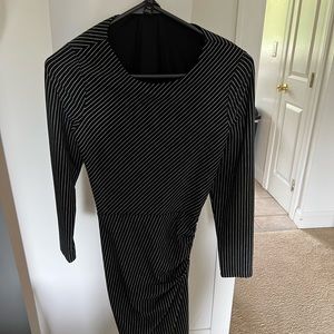 Black and white stripped 3/4 sleeve tight dress. XXS petite